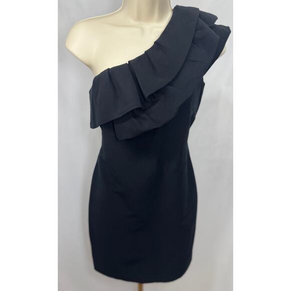 Lilly Pulitzer Black One-Shoulder Ruffle Dress - Size 0 - Picture 1 of 11